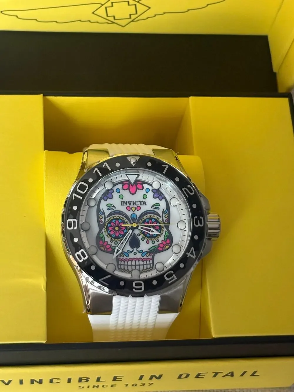 Invicta Aviator Dia De Los Muertos Men’s Watch Mother of Pearl Dial 50mm 36853